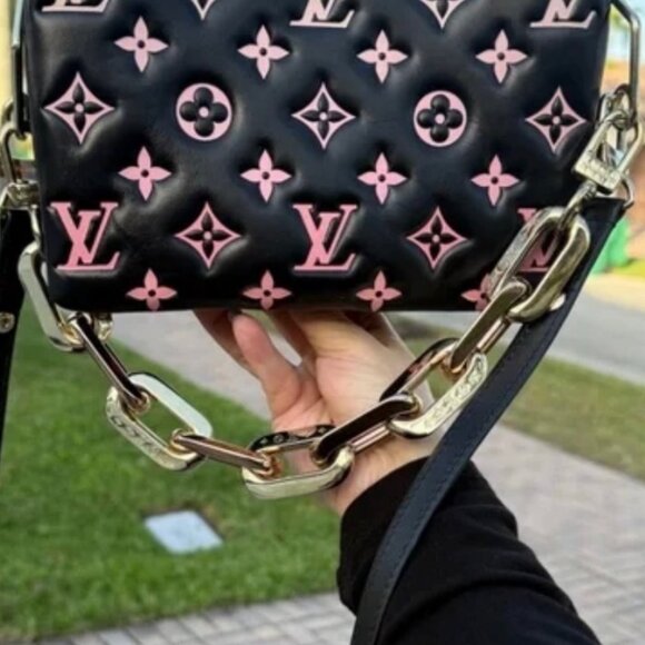 Authentic Louis Vuitton learner monogram small coussins bag  black and pink - Picture 2 of 7